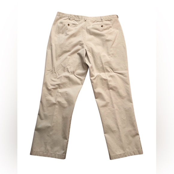 Lands End Traditional Fit Chino Khaki Pants 44 Tall x 33 Flat Front Bootcut - Picture 2 of 4